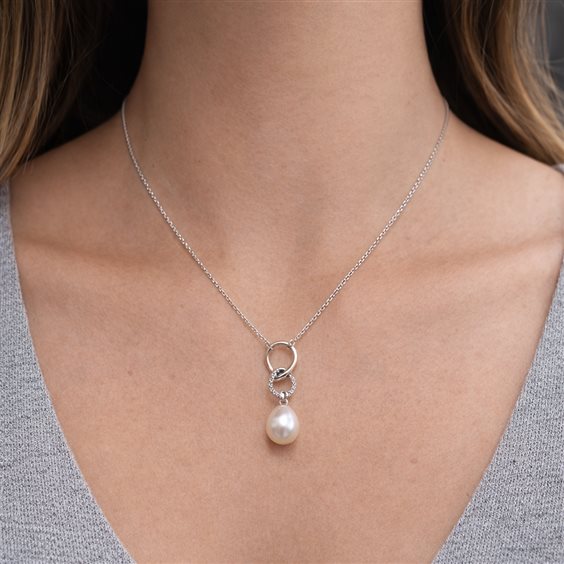 Collar Comete Mujer in Oro blanco Perla GLP320 - GLP320